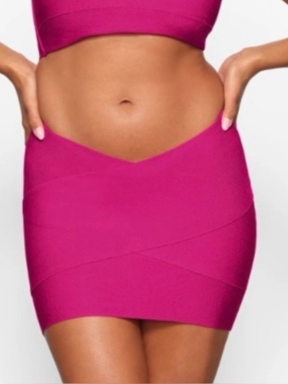 Skims NWT Knit Swim Bodycon Bandage Mini Skirt Lollipop magenta purple Size M
